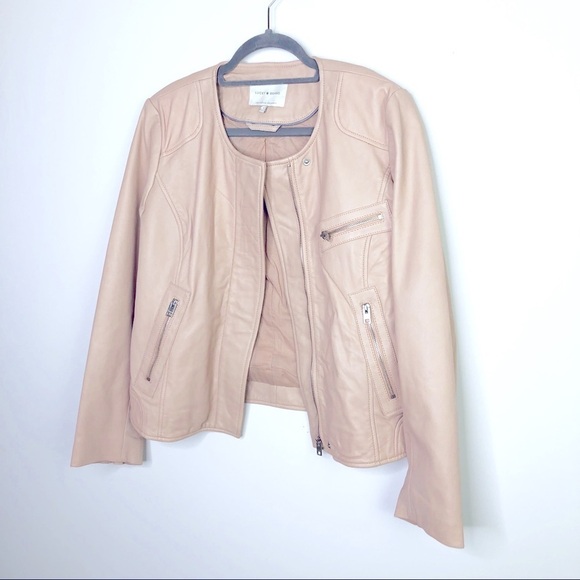 LUCKY brand pink leather Moto jacket - Picture 7 of 9